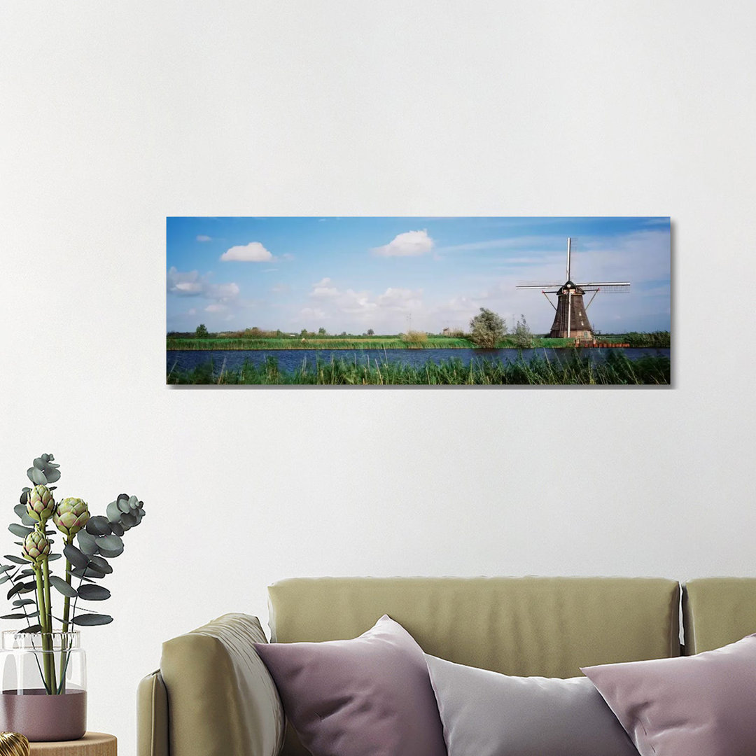 Traditional Dutch Windmill, Netherlands - Wrapped Canvas Panoramic Print