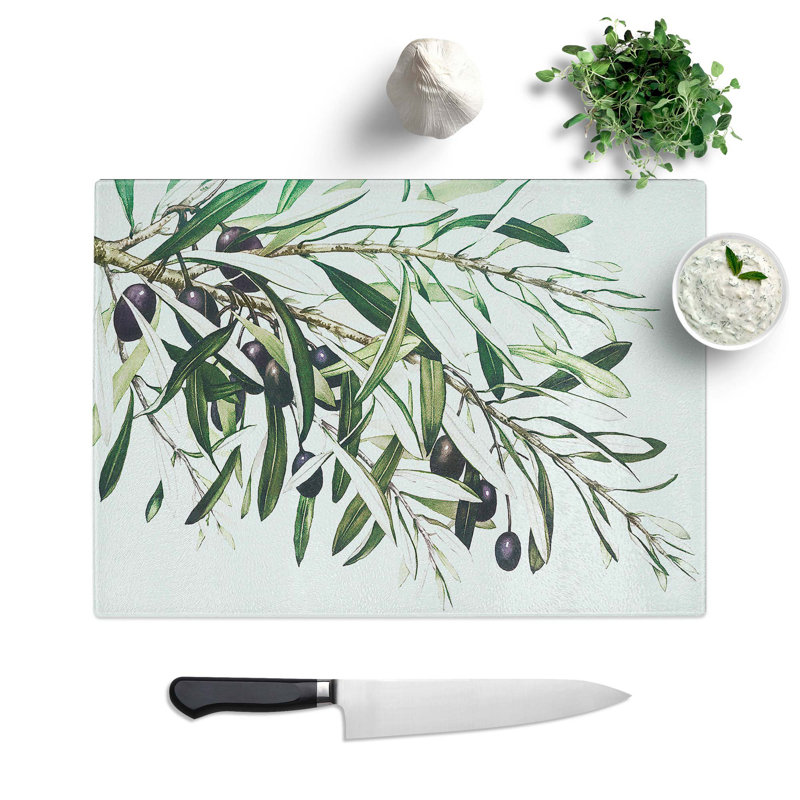 Tempered Glass The Olive Branch Chopping Board, 28.5 cm W x 20 cm L
