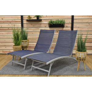 Vivere Stackable Aluminum Clearwater Lounger Set with Premium Phifertex Fabric (265 lb Capacity)