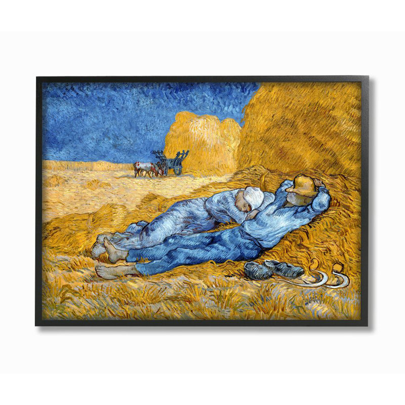 " Break Time Yellow Blue Van Gogh Classical " by Vincent Van Gogh, Midnight Black Framed Giclee, 16" H x 20" W x 1.5" D