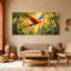 Oiseaux, perroquet coloré volant dans la jungle, ensemble de 3 impressions sur toile-1637514794