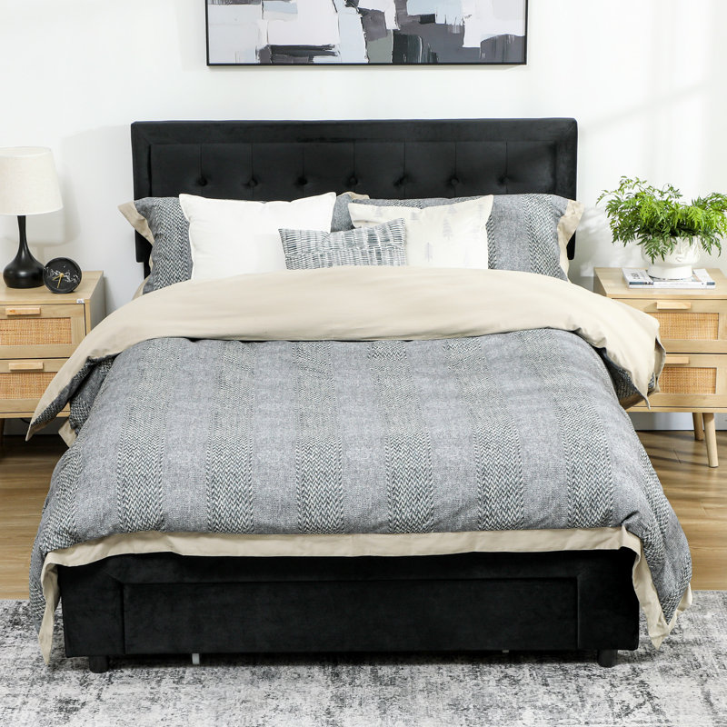Upholstered Ottoman Bed, Black