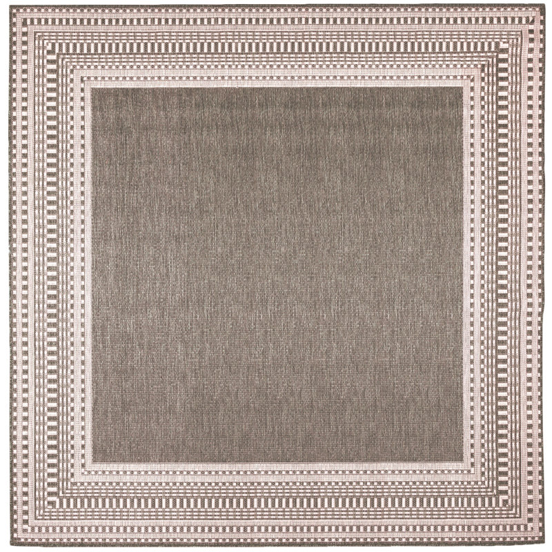 Tapis rayé naturel intérieur / extérieur Wingil, Carré 7 pi 10 po