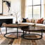 2 Piece Round Medieval Modern Nested Coffee Tables, Stackable Living Room Decorative Tables-1096619839