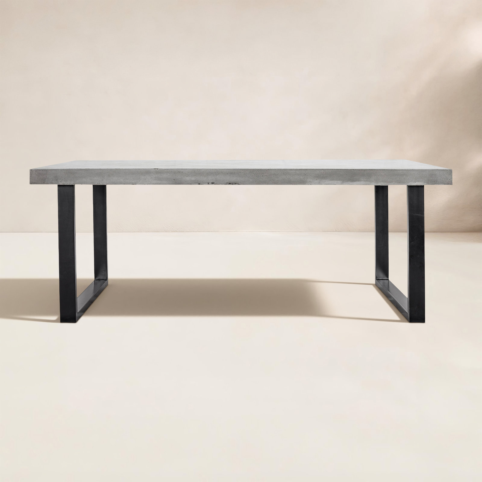 Clement Stone Outdoor Dining Table, 30" H x 79" L x 39.5" W, Gray/Black 