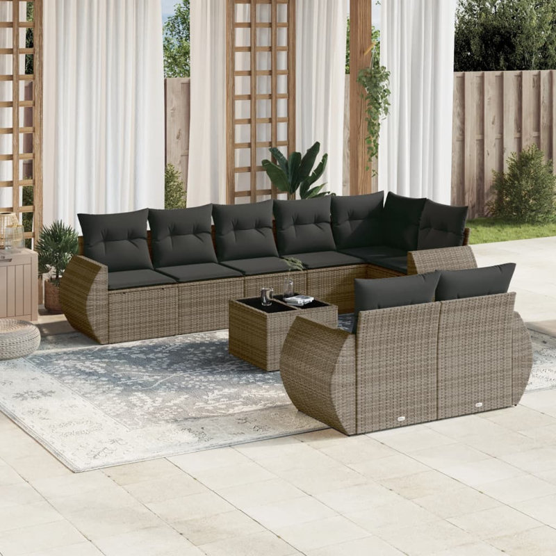 Ensemble de canapé de jardin Vidaxl noir, blanc crème