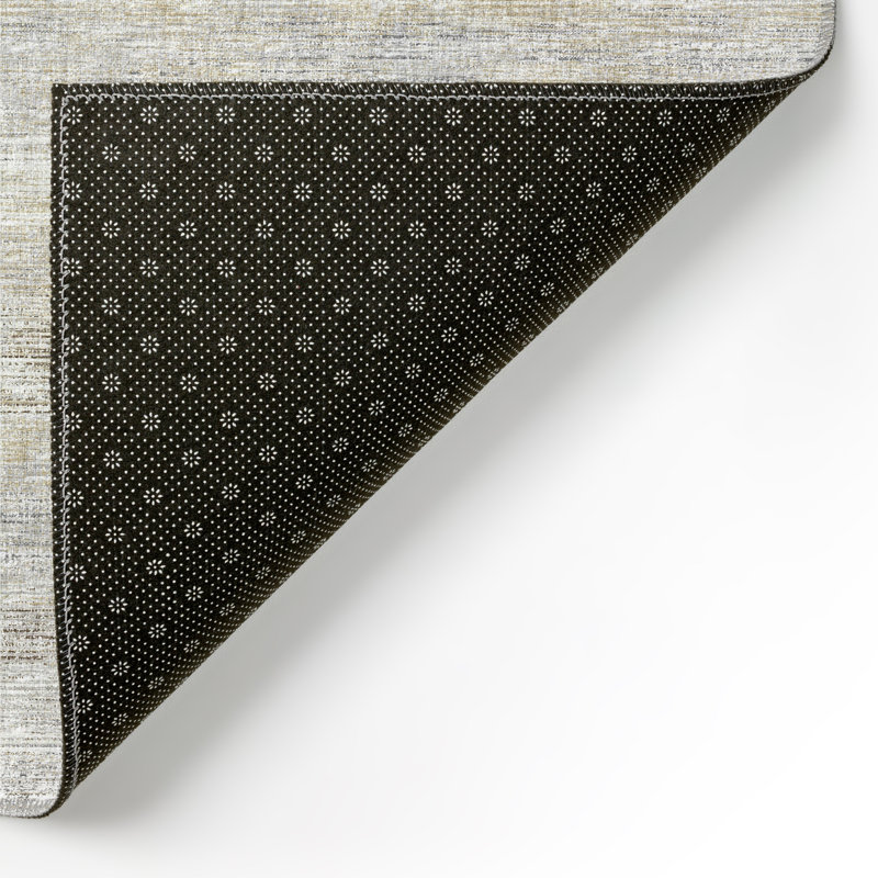 Contemporary Ivory Distressed 1''8" X 2''6" Accent Rug, Rectangle 5' x 7'6"