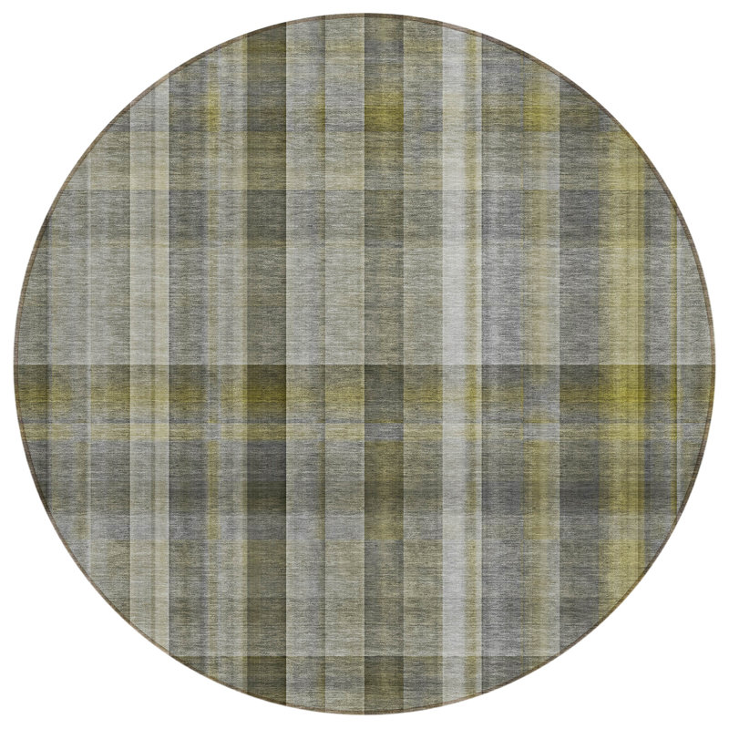Alfonzo Washable Striped Indoor / Outdoor Rug, Round 8'