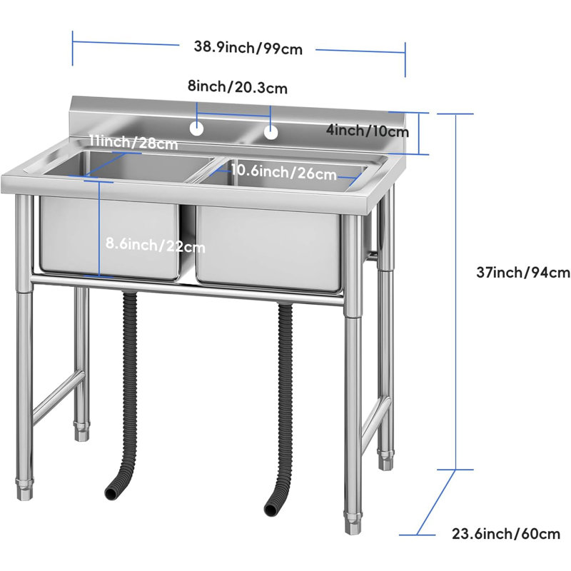 38.9'' L x 23.6'' W Service Sink