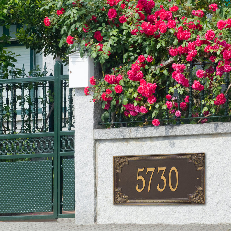 Plaque d'adresse murale 1 ligne Signature Series, Bronze, Doré, Oui