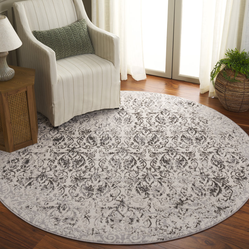 Blondina Performance Damask Rug, Round 6'7"