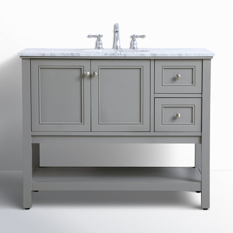 Bonsai 42'' Single Bathroom Vanity with Marble Top, Gray