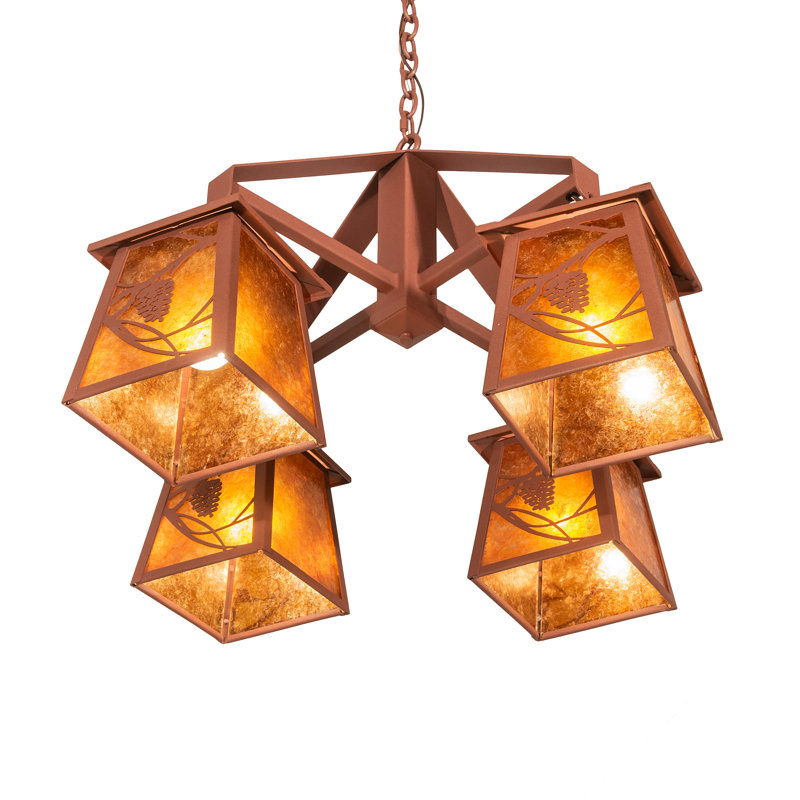 Rustic Lodge 4 - Light Chandelier, Rust