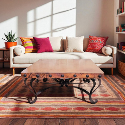 Table basse carrée en cuivre forgé à la main 48 po x 48 po