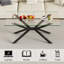Table basse de 39,37 po rectangulaire en verre trempé transparent, design élégant avec pieds en métal noir, table basse pour le salon-1367634910-1367634907