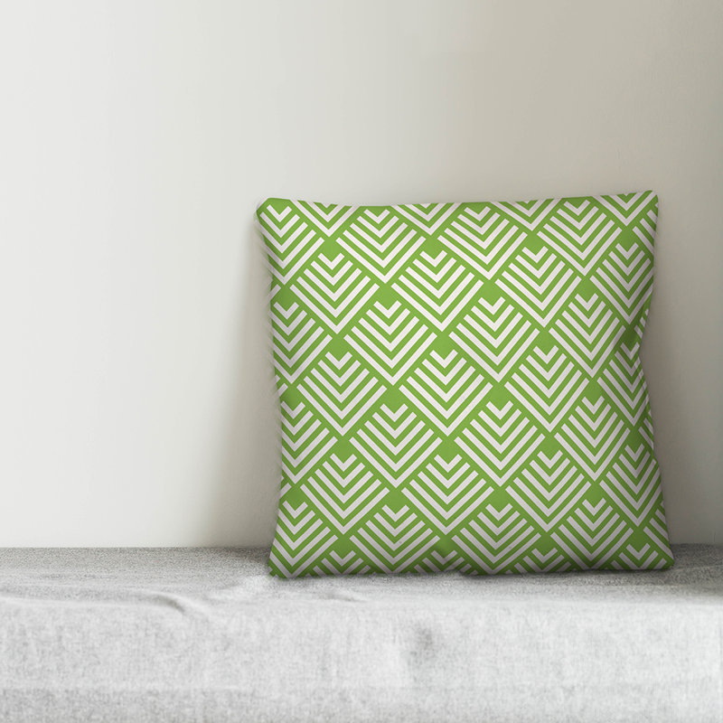  Coussin intérieur / extérieur Geo Arrow, Polyester / Bourre en polyester, 16 po x 1 po, Crème/Vert