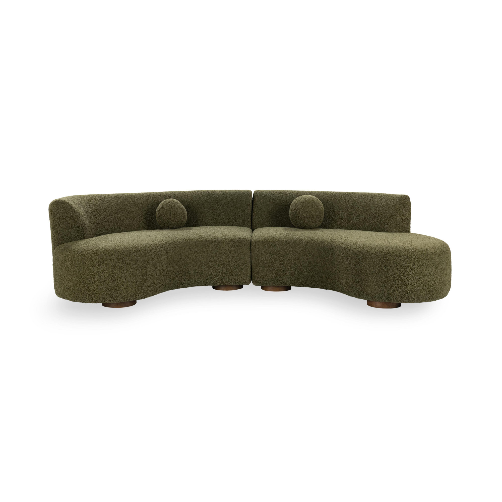 Octavia 2 - Piece Upholstered Curved Sectional, Seaweed Green 