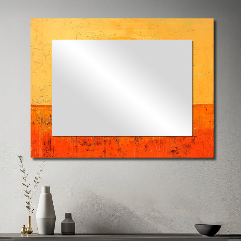 Sunset Elephant In The Golden Desert II - Modern Mirror For Wall Art Decor - Printed On Metal, 30" x 40"
