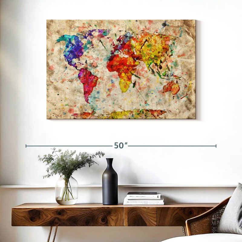 Aliaz Retro Expression World Map, 26" H x 39" W