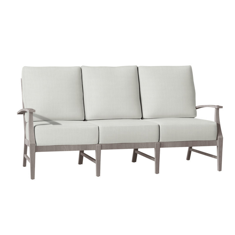 Croquet Teak Sofa - Oyster, No Welt, Oyster Teak, Verona Silver Sunbrella®