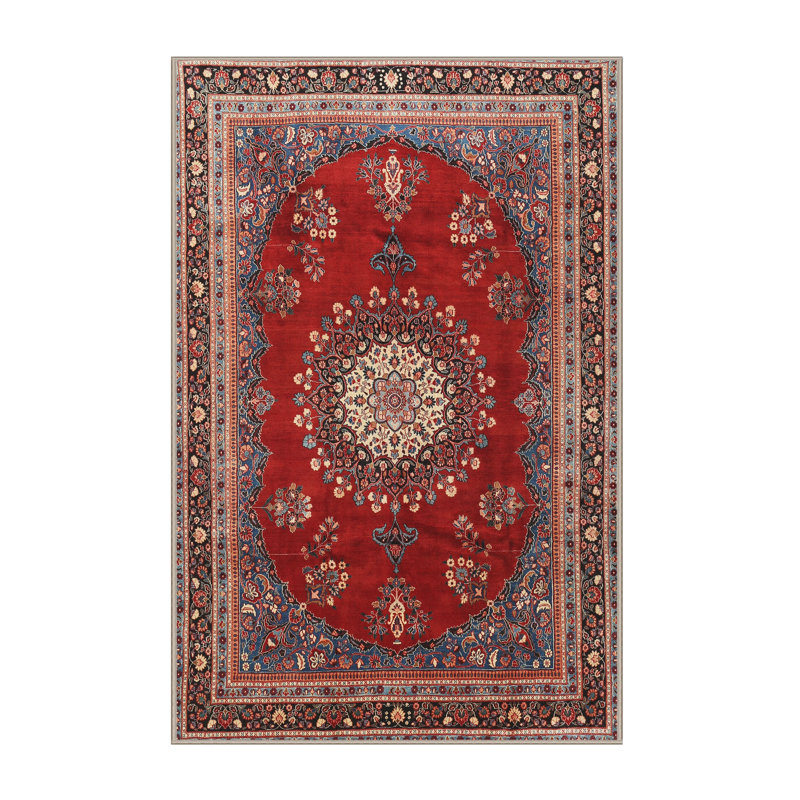 Tapis traditionnel rouge / brun, Rectangle 5 pi x 7 pi