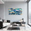 Animaux, motif de poisson bleu sur fond beige-1921144819