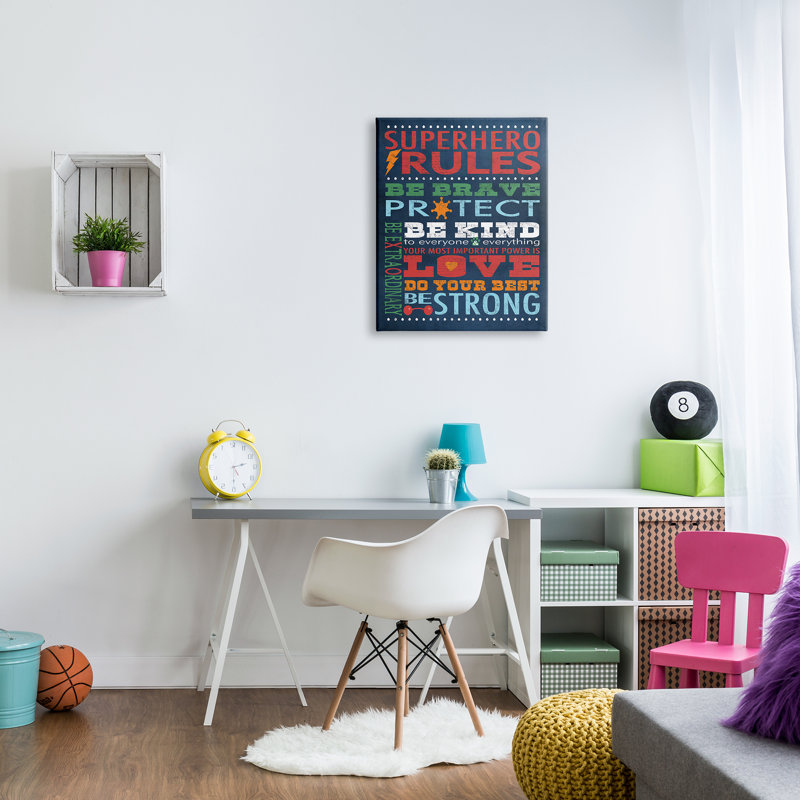 Art mural sur toile Ellette «Superhero Rules», H 30 po x l 24 po