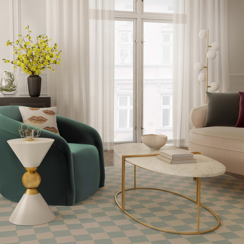 White and Gold Round Metal Accent Table