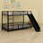 Metal Bunk Bed With Slide And Guardrails-529470369-529470368