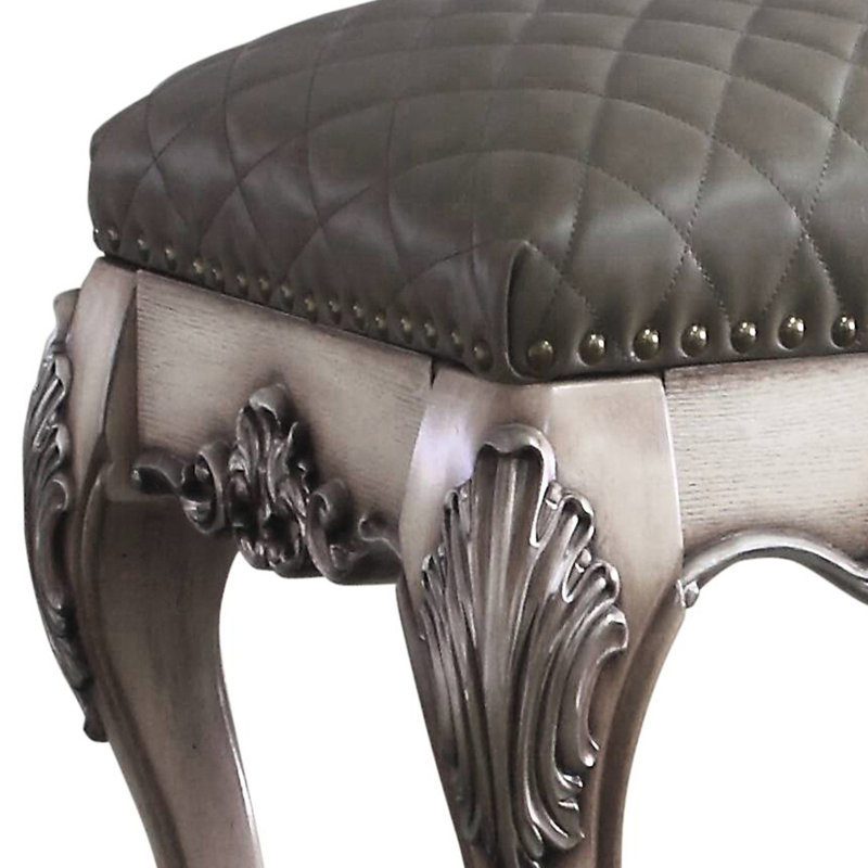 Tabouret de chambre gris et blanc rétro avec structure de siège stable