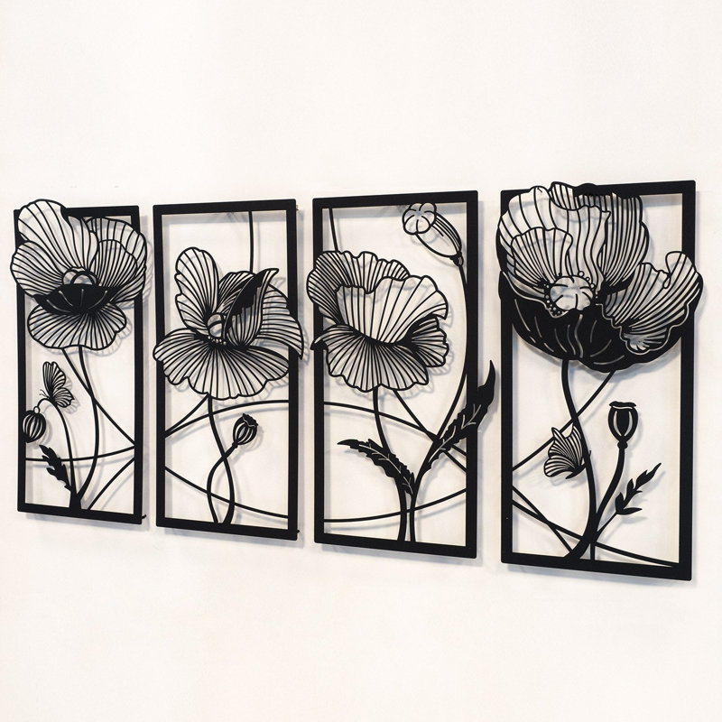 Élégant accessoire mural décoratif en métal, acier noir, 24,8 po x 53,1 po | Fabrication 100% acier, épaisseur: 0,06 pouce | Léger à 6,0 lb | Parfait pour la décoration intérieure moderne et l'art mural unique