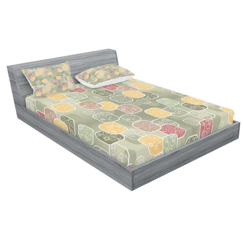 Microfiber Geometric Sheet Set, Full Sheet Set + Fitted Sheet + 2 Pillowcases
