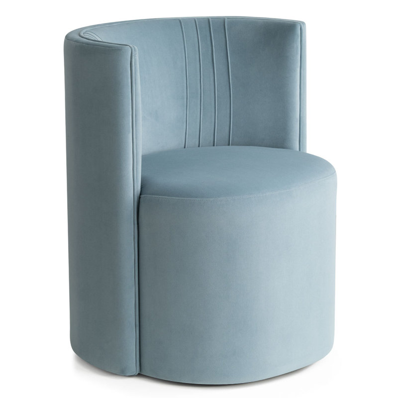 Fauteuil d'appoint demi-tonneau en velours avec roulettes, Bleu pâle