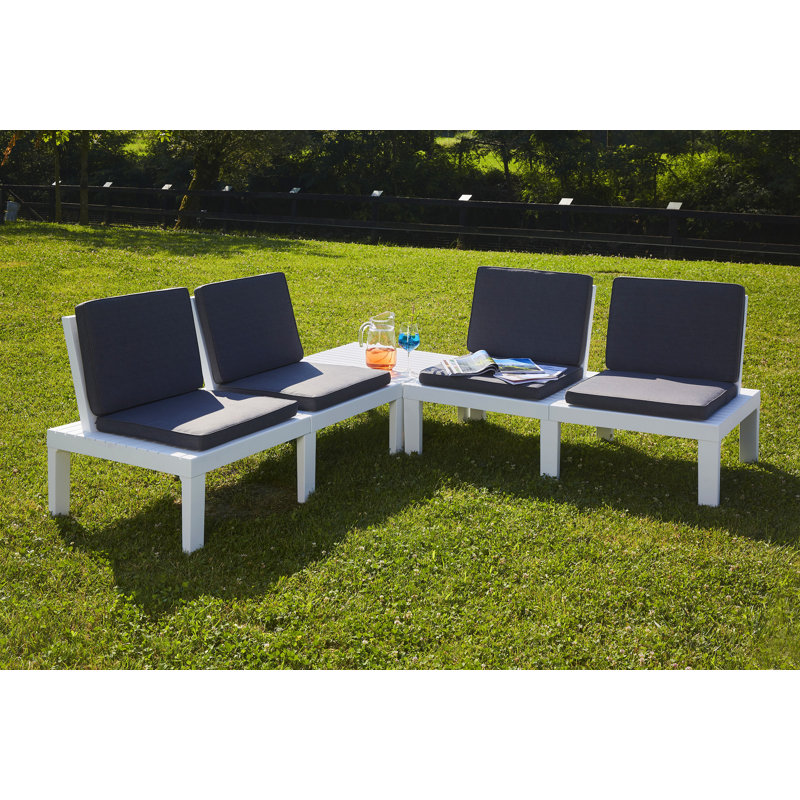 Derion 4 Seater Conversation Set, White