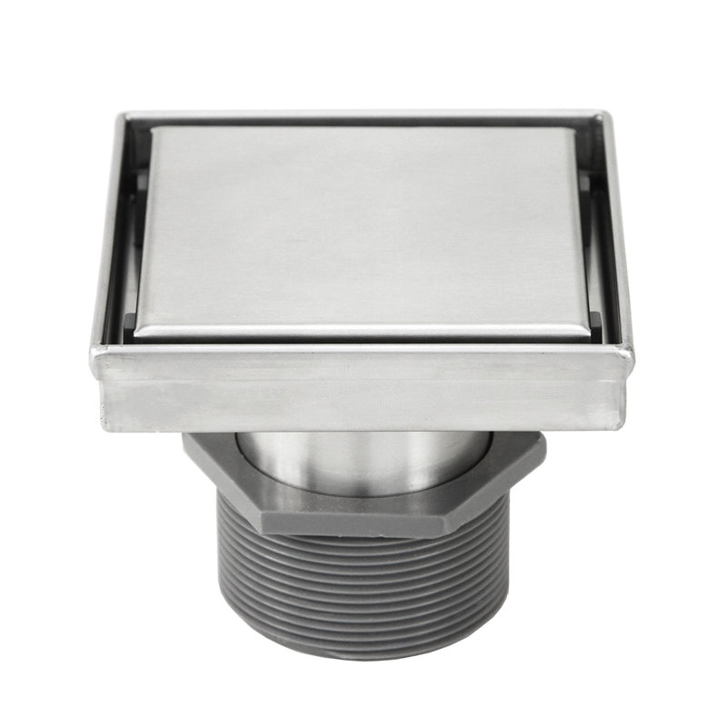 Drain de douche à grille linéaire à insertion de carreaux réversible 2 côtés, H 3,203 po x l 4 po x p 4 po