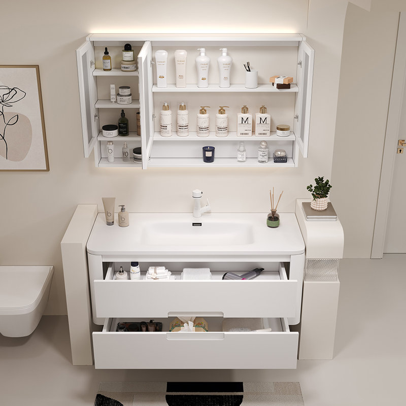 Armoire de salle de bain moderne et simple de style crème