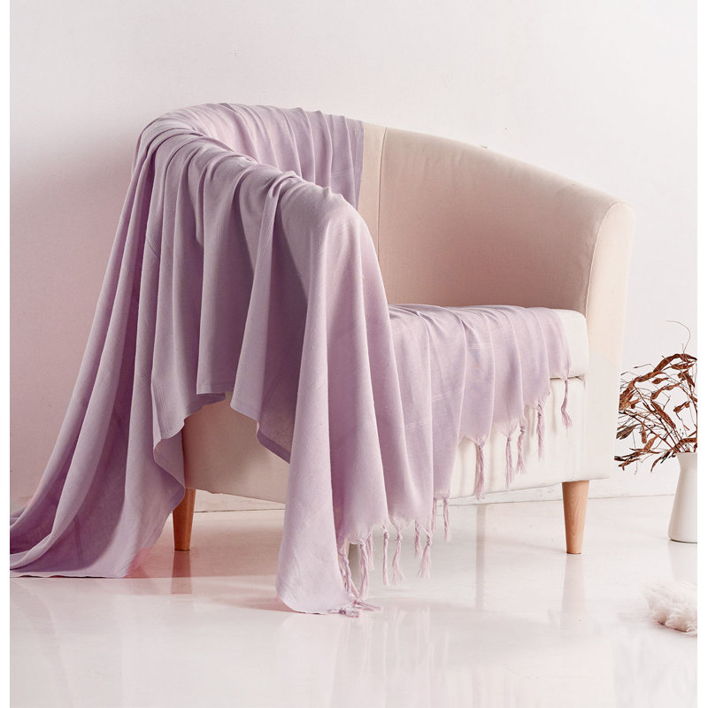 Jeté 100% coton Sky, L 75 po x L 102 po, Vieux rose