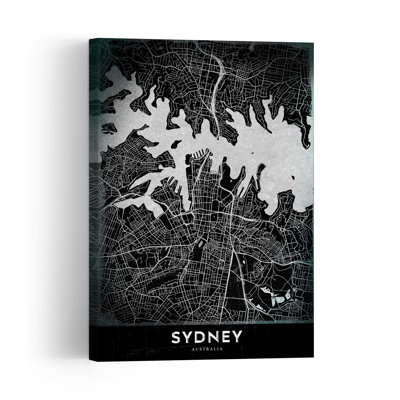 Sydney Vintage Contemporary City Wall Art Print 1 Piece Wrapped Canvas Wall Art