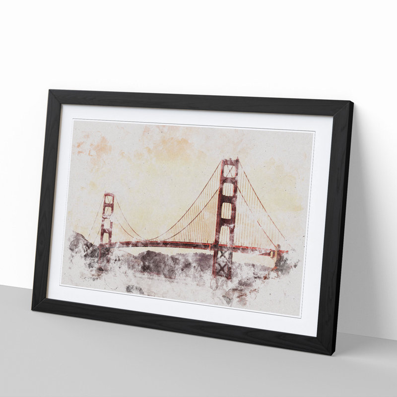 Golden Gate Bridge Vol.3 - Picture Frame Painting, 48cm H x 65cm W x 2cm D, Black Framed