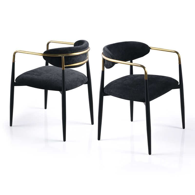 Hillard Hillard Upholstered Rounded Edge Arm Chair, Black 