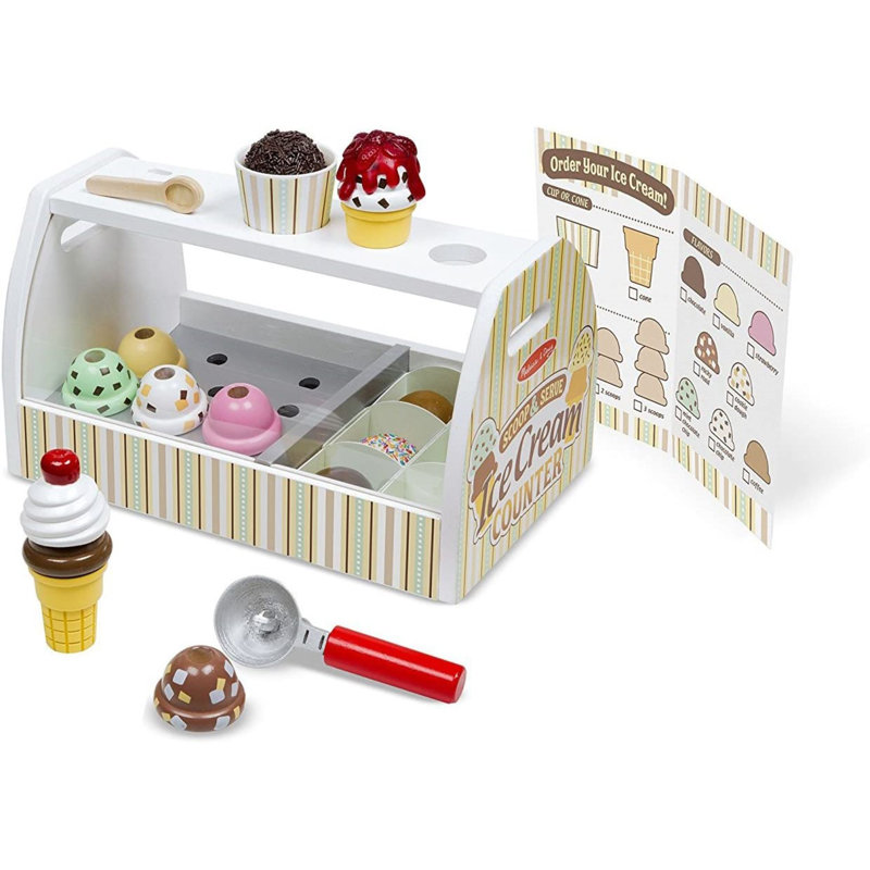 20 Piece Scoop and Serve Ice Cream Counter Play Set Accessory