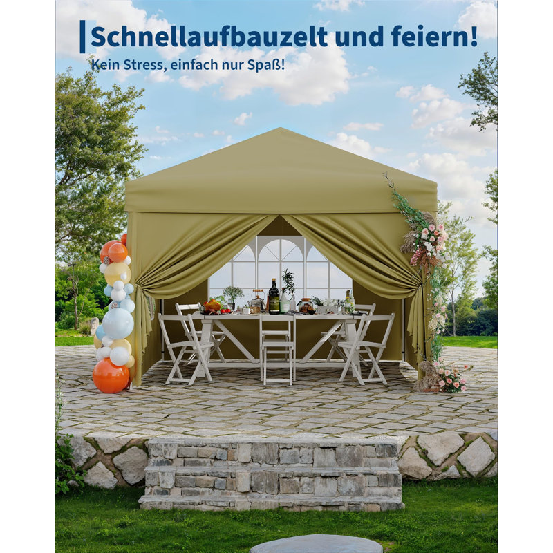 3x3m Black Pop Up Gazebo with 4 Sidewalls, UPF 50+ Waterproof 210D Oxford Outdoor Canopy with Stakes, Ropes, Sandbags and Carry Bag for Patio Camping Market