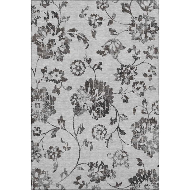 Premium Machine Washable Prisco Gray Rug, Rectangle 5' x 7'6"