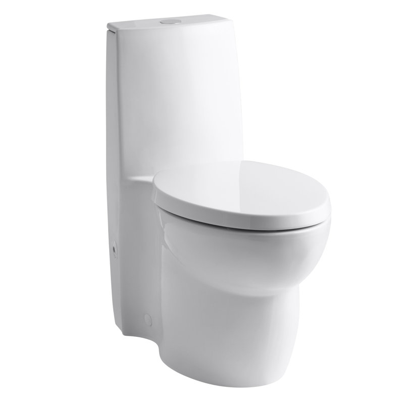 Saile Elongated Toilet, Blanc, Or brossé éclatant de style moderne