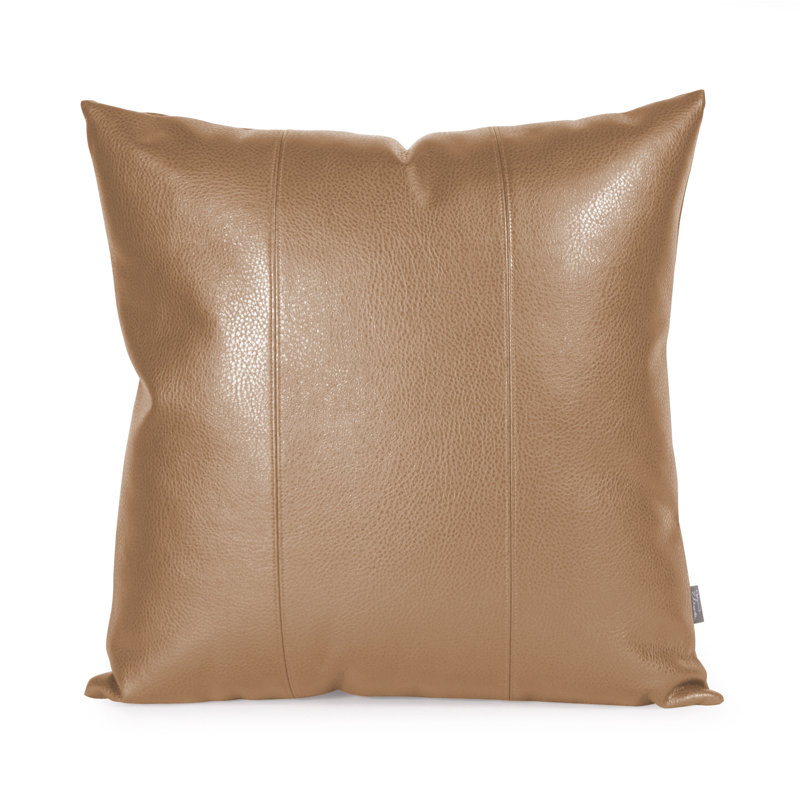 Decorative Faux leather Throw Pillow, 20" x 20", Bronze
