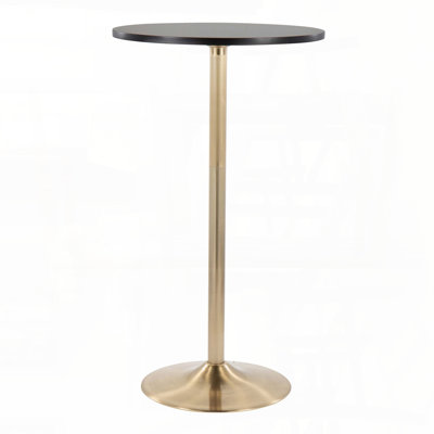 Adjustable Dining or Bar Table – Gold Metal Base with Black Wood Top