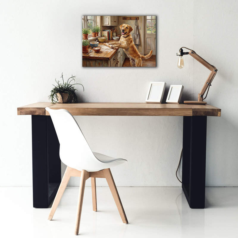  «Labrador Retriever In The Kitchen» par Rich Monet, art mural sur toile, 26 po x 18 po, H 18 po x l 26 po