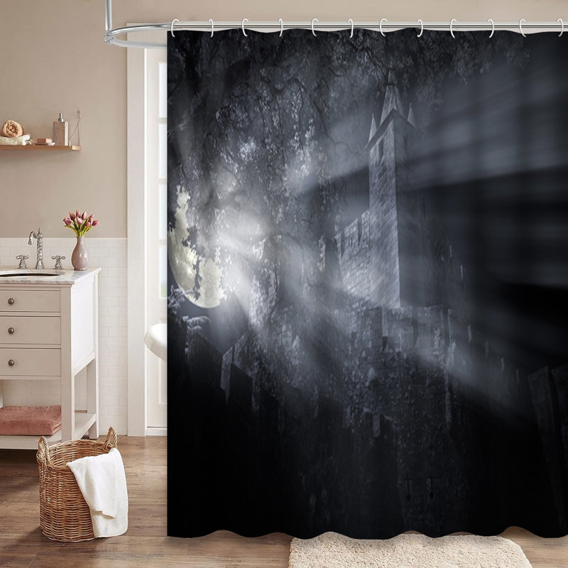 Rideau de douche médiévale avec 12 crochets, L 72 po x l 84 po