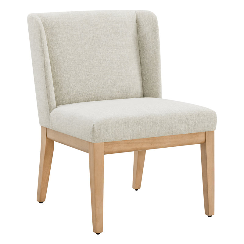  Chaise d'appoint moderne à oreilles avec pieds en bois, Lin Effie