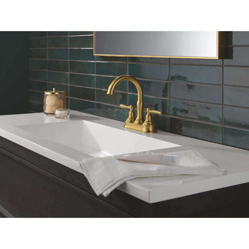 Two Handle Centerset Bathroom Faucet, Brushed Gold
